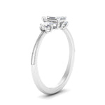 Load image into Gallery viewer, 14K Gold Emerald &amp; Round Cut Lab Diamond 3 Stone Engagement Ring
