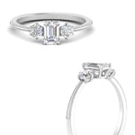 Load image into Gallery viewer, 14K Gold Emerald &amp; Round Cut Lab Diamond 3 Stone Engagement Ring
