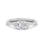 Load image into Gallery viewer, 14K Gold Emerald &amp; Round Cut Lab Diamond 3 Stone Engagement Ring
