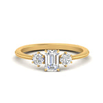 Load image into Gallery viewer, 14K Gold Emerald &amp; Round Cut Lab Diamond 3 Stone Engagement Ring
