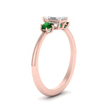 Load image into Gallery viewer, 14K Gold Emerald &amp; Round Cut Lab Diamond 3 Stone Engagement Ring
