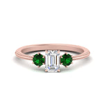 Load image into Gallery viewer, 14K Gold Emerald &amp; Round Cut Lab Diamond 3 Stone Engagement Ring
