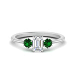 Load image into Gallery viewer, 14K Gold Emerald &amp; Round Cut Lab Diamond 3 Stone Engagement Ring

