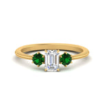 Load image into Gallery viewer, 14K Gold Emerald &amp; Round Cut Lab Diamond 3 Stone Engagement Ring
