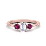 Load image into Gallery viewer, 14K Gold Emerald &amp; Round Cut Lab Diamond 3 Stone Engagement Ring
