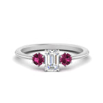 Load image into Gallery viewer, 14K Gold Emerald &amp; Round Cut Lab Diamond 3 Stone Engagement Ring
