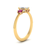 Load image into Gallery viewer, 14K Gold Emerald &amp; Round Cut Lab Diamond 3 Stone Engagement Ring
