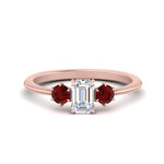 Load image into Gallery viewer, 14K Gold Emerald &amp; Round Cut Lab Diamond 3 Stone Engagement Ring
