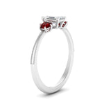 Load image into Gallery viewer, 14K Gold Emerald &amp; Round Cut Lab Diamond 3 Stone Engagement Ring
