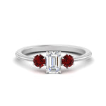 Load image into Gallery viewer, 14K Gold Emerald &amp; Round Cut Lab Diamond 3 Stone Engagement Ring
