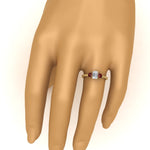Load image into Gallery viewer, 14K Gold Emerald &amp; Round Cut Lab Diamond 3 Stone Engagement Ring
