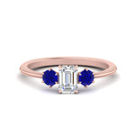 Load image into Gallery viewer, 14K Gold Emerald &amp; Round Cut Lab Diamond 3 Stone Engagement Ring
