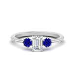 Load image into Gallery viewer, 14K Gold Emerald &amp; Round Cut Lab Diamond 3 Stone Engagement Ring
