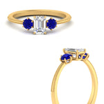 Load image into Gallery viewer, 14K Gold Emerald &amp; Round Cut Lab Diamond 3 Stone Engagement Ring

