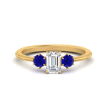 Load image into Gallery viewer, 14K Gold Emerald &amp; Round Cut Lab Diamond 3 Stone Engagement Ring
