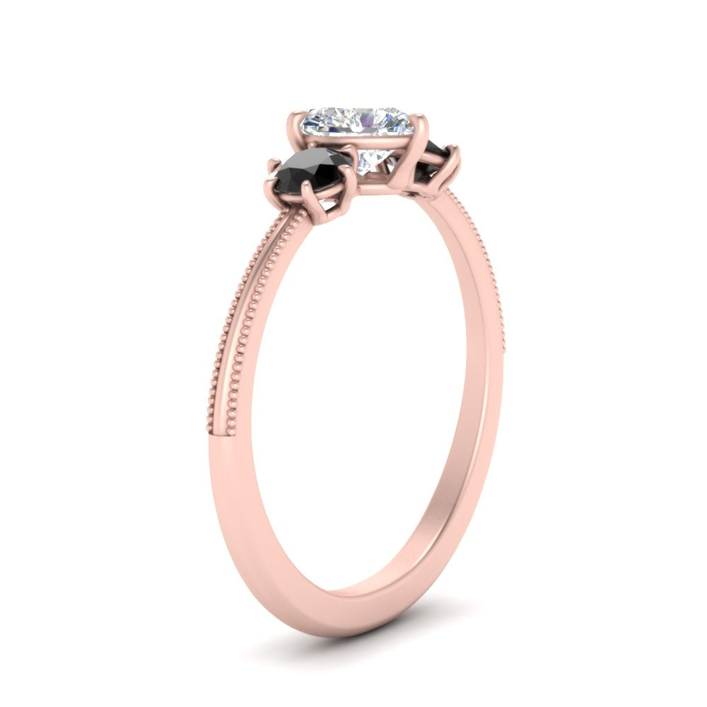 14K Gold Heart & Round Cut Diamond 3 Stone Engagement Ring