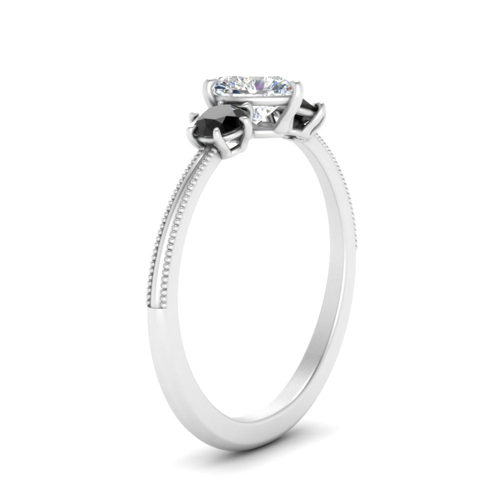 14K Gold Heart & Round Cut Diamond 3 Stone Engagement Ring