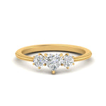 Load image into Gallery viewer, 14K Gold Heart &amp; Round Cut Diamond 3 Stone Engagement Ring
