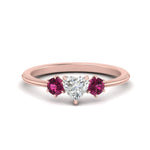 Load image into Gallery viewer, 14K Gold Heart &amp; Round Cut Diamond 3 Stone Engagement Ring
