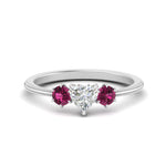 Load image into Gallery viewer, 14K Gold Heart &amp; Round Cut Diamond 3 Stone Engagement Ring
