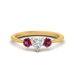 Load image into Gallery viewer, 14K Gold Heart &amp; Round Cut Diamond 3 Stone Engagement Ring
