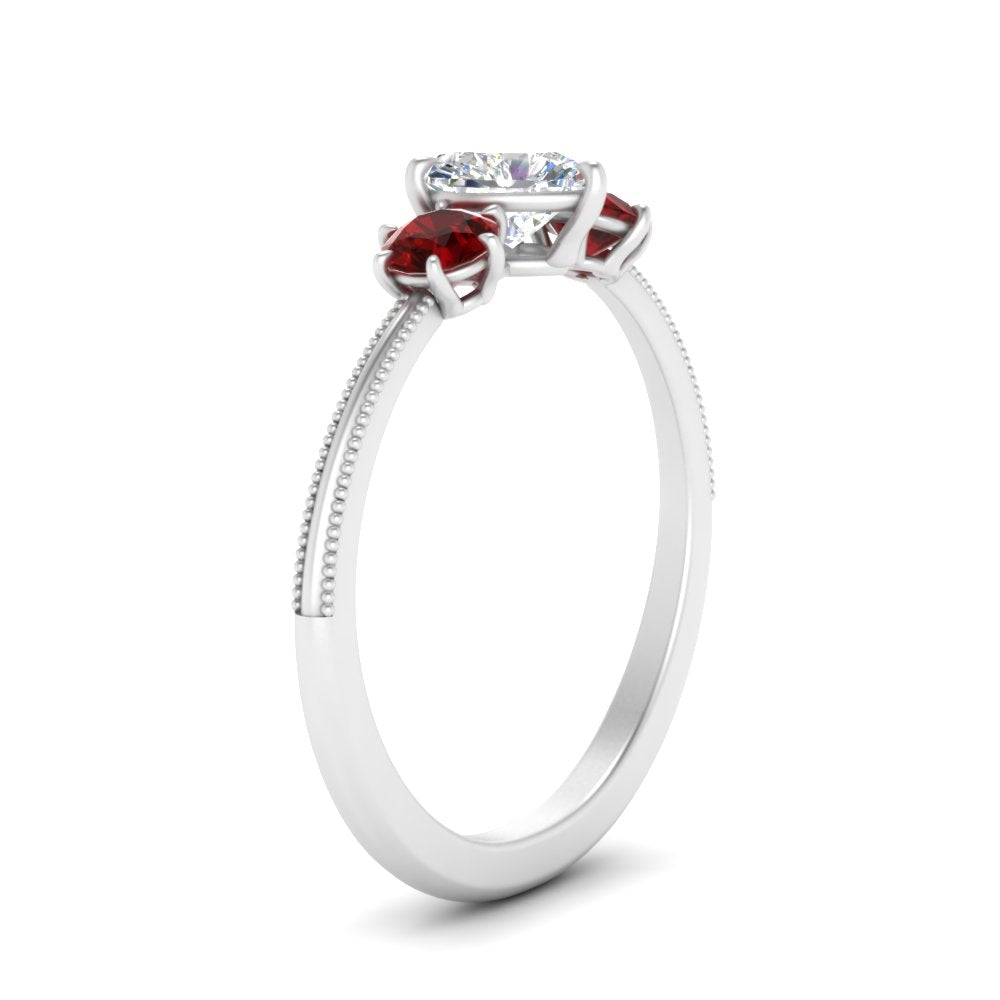 14K Gold Heart & Round Cut Diamond 3 Stone Engagement Ring