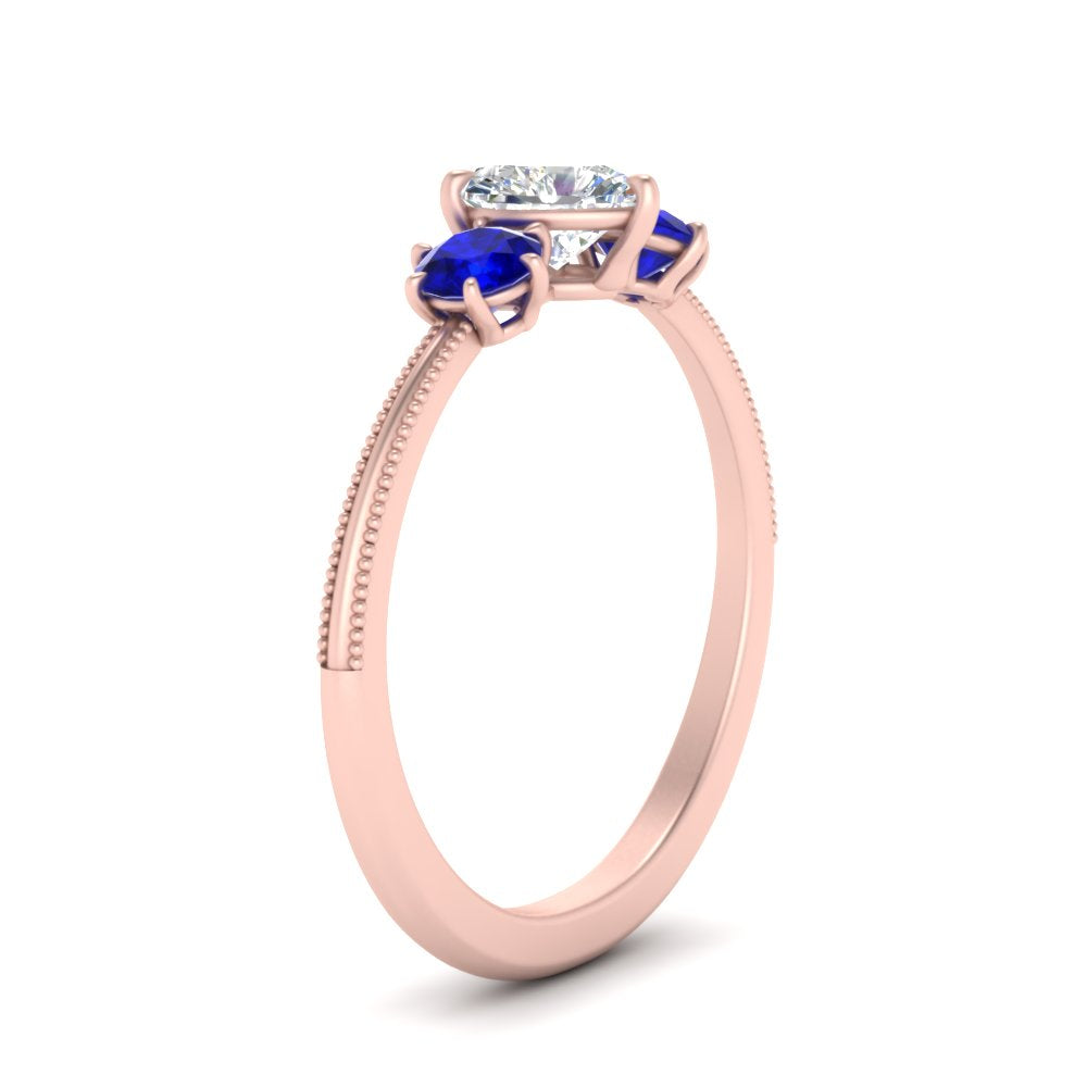 14K Gold Heart & Round Cut Diamond 3 Stone Engagement Ring