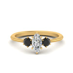 Load image into Gallery viewer, 14K Gold Marquise &amp; Round Cut Diamond 3 Stone Engagement Ring
