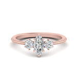 Load image into Gallery viewer, 14K Gold Marquise &amp; Round Cut Diamond 3 Stone Engagement Ring
