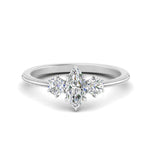 Load image into Gallery viewer, 14K Gold Marquise &amp; Round Cut Diamond 3 Stone Engagement Ring
