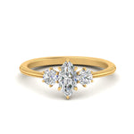 Load image into Gallery viewer, 14K Gold Marquise &amp; Round Cut Diamond 3 Stone Engagement Ring

