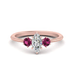 Load image into Gallery viewer, 14K Gold Marquise &amp; Round Cut Diamond 3 Stone Engagement Ring
