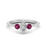 Load image into Gallery viewer, 14K Gold Marquise &amp; Round Cut Diamond 3 Stone Engagement Ring
