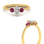 Load image into Gallery viewer, 14K Gold Marquise &amp; Round Cut Diamond 3 Stone Engagement Ring
