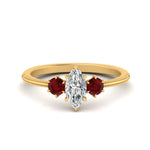 Load image into Gallery viewer, 14K Gold Marquise &amp; Round Cut Diamond 3 Stone Engagement Ring
