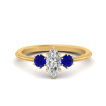 Load image into Gallery viewer, 14K Gold Marquise &amp; Round Cut Diamond 3 Stone Engagement Ring
