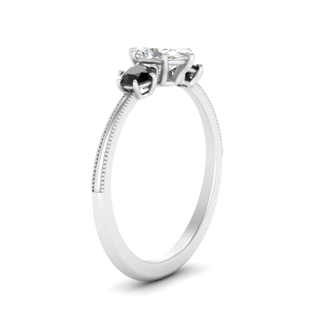 14K Gold Oval & Round Cut Diamond 3 Stone Engagement Ring