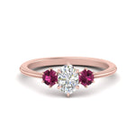 Load image into Gallery viewer, 14K Gold Oval &amp; Round Cut Diamond 3 Stone Engagement Ring
