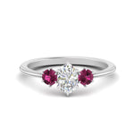Load image into Gallery viewer, 14K Gold Oval &amp; Round Cut Diamond 3 Stone Engagement Ring
