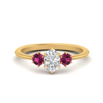 Load image into Gallery viewer, 14K Gold Oval &amp; Round Cut Diamond 3 Stone Engagement Ring

