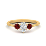 Load image into Gallery viewer, 14K Gold Oval &amp; Round Cut Diamond 3 Stone Engagement Ring
