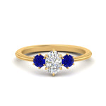 Load image into Gallery viewer, 14K Gold Oval &amp; Round Cut Diamond 3 Stone Engagement Ring
