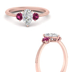 Load image into Gallery viewer, 14K Gold Pear &amp; Round Cut Diamond 3 Stone Engagement Ring
