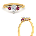 Load image into Gallery viewer, 14K Gold Pear &amp; Round Cut Diamond 3 Stone Engagement Ring
