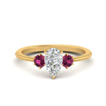 Load image into Gallery viewer, 14K Gold Pear &amp; Round Cut Diamond 3 Stone Engagement Ring
