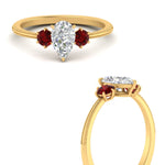 Load image into Gallery viewer, 14K Gold Pear &amp; Round Cut Diamond 3 Stone Engagement Ring
