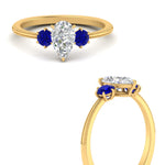 Load image into Gallery viewer, 14K Gold Pear &amp; Round Cut Diamond 3 Stone Engagement Ring
