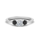 Load image into Gallery viewer, 14K Gold Princess &amp; Round Cut Diamond 3 Stone Engagement Ring
