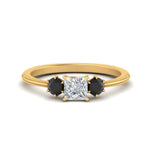 Load image into Gallery viewer, 14K Gold Princess &amp; Round Cut Diamond 3 Stone Engagement Ring
