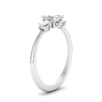 Load image into Gallery viewer, 14K Gold Princess &amp; Round Cut Diamond 3 Stone Engagement Ring
